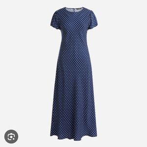 J.Crew navy polka dot Gwyneth Cupro-blend slip dress size 00 like new